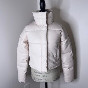 ALYA FRANCESCA’S CROP BOMBER VEGAN BLUSH JACKET SZ M